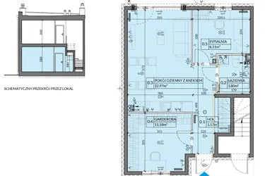 Rzut - Mieszkanie na sprzedaż 3 pokoje o powierzchni 52,08 m² - numer 13 w Boska Pabianicka