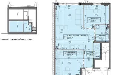 Rzut - Mieszkanie na sprzedaż 3 pokoje o powierzchni 52,08 m² - numer 13 w Boska Pabianicka