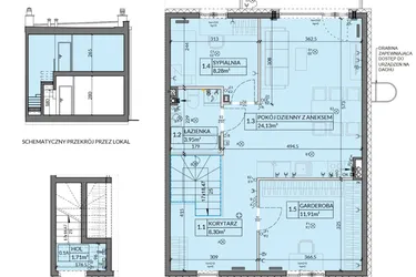 Rzut - Mieszkanie na sprzedaż 3 pokoje o powierzchni 61,78 m² - numer 20 w Boska Pabianicka