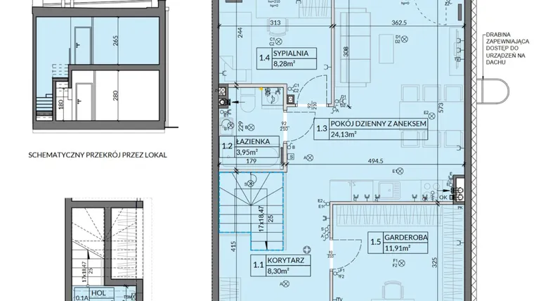 Rzut - Mieszkanie na sprzedaż 3 pokoje o powierzchni 61,78 m² - numer 20 w Boska Pabianicka