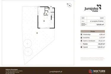 Rzut - Mieszkanie na sprzedaż 4 pokoje o powierzchni 123,61 m² - numer 41/2 w JURAJSKA PARK