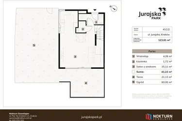 Rzut - Mieszkanie na sprzedaż 4 pokoje o powierzchni 123,61 m² - numer 41C/2 w JURAJSKA PARK