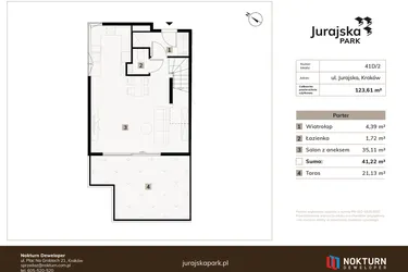 Rzut - Mieszkanie na sprzedaż 4 pokoje o powierzchni 123,61 m² - numer 41D/2 w JURAJSKA PARK