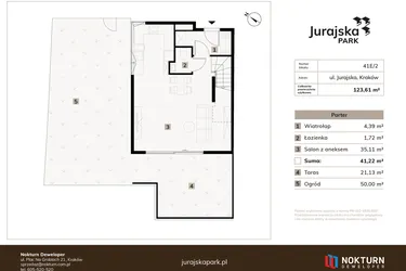 Rzut - Mieszkanie na sprzedaż 4 pokoje o powierzchni 123,61 m² - numer 41E/2 w JURAJSKA PARK