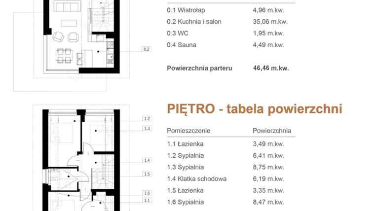 Rzut - Dom na sprzedaż 4 pokoje o powierzchni 90 m² - numer 270d w Mountain Chalet