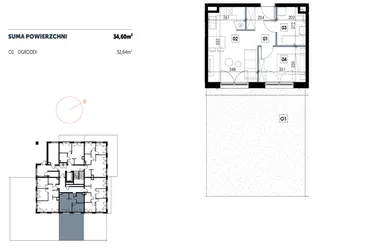 Rzut - Mieszkanie na sprzedaż 2 pokoje o powierzchni 34,6 m² - numer D04 w Osiedle Strefa Komfortu