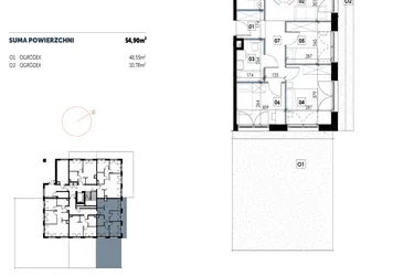 Rzut - Mieszkanie na sprzedaż 3 pokoje o powierzchni 54,89 m² - numer D05 w Osiedle Strefa Komfortu
