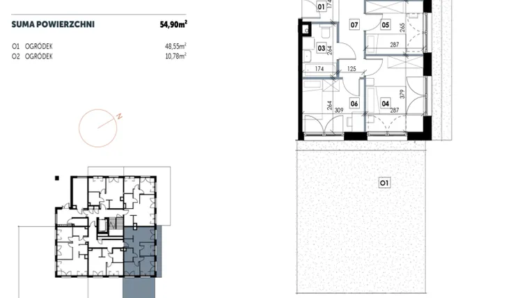 Rzut - Mieszkanie na sprzedaż 3 pokoje o powierzchni 54,89 m² - numer D05 w Osiedle Strefa Komfortu