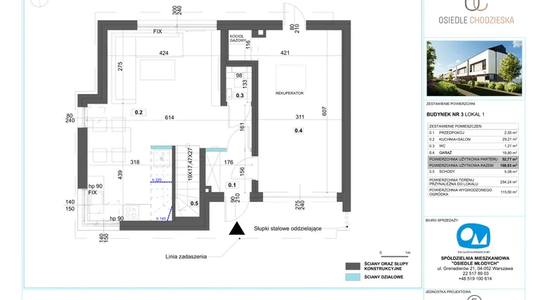 Rzut - Dom na sprzedaż 5 pokoi o powierzchni 108,93 m² - numer 1.3 w Osiedle Chodzieska