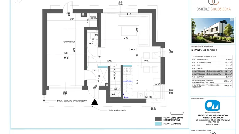Rzut - Dom na sprzedaż 5 pokoi o powierzchni 108,93 m² - numer 2.2 w Osiedle Chodzieska