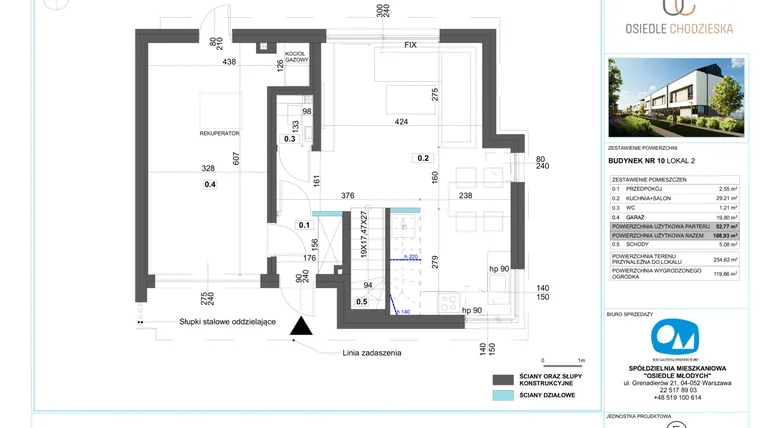 Rzut - Dom na sprzedaż 5 pokoi o powierzchni 108,93 m² - numer 2.10 w Osiedle Chodzieska
