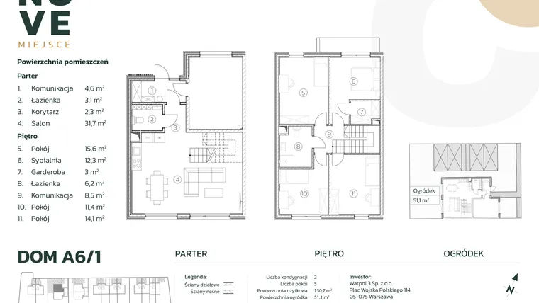 Rzut - Dom na sprzedaż 5 pokoi o powierzchni 128,1 m² - numer A6/1 w Nove Miejsce Kąty Węgierskie