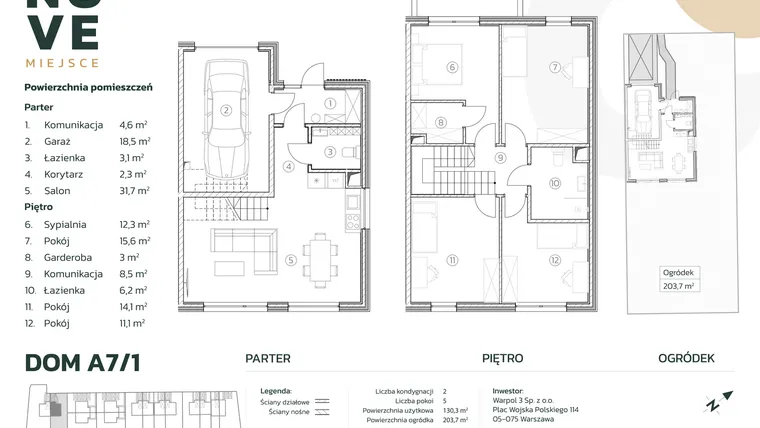 Rzut - Dom na sprzedaż 5 pokoi o powierzchni 131,3 m² - numer A7/1 w Nove Miejsce Kąty Węgierskie