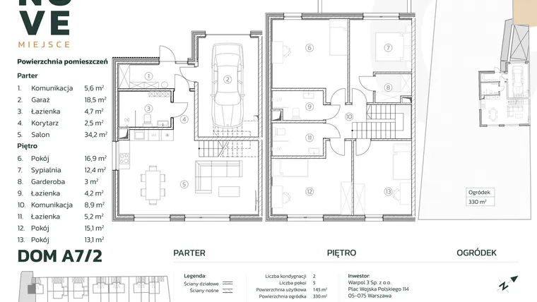 Rzut - Dom na sprzedaż 5 pokoi o powierzchni 144,3 m² - numer A7/2 w Nove Miejsce Kąty Węgierskie
