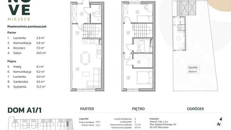 Rzut - Dom na sprzedaż 3 pokoje o powierzchni 79,7 m² - numer A1/1 w Nove Miejsce Kąty Węgierskie