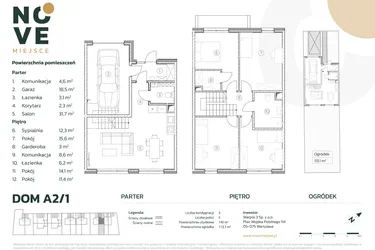 Rzut - Dom na sprzedaż 5 pokoi o powierzchni 130,4 m² - numer A2/1 w Nove Miejsce Kąty Węgierskie