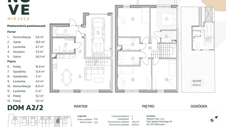 Rzut - Dom na sprzedaż 5 pokoi o powierzchni 144,3 m² - numer A2/2 w Nove Miejsce Kąty Węgierskie