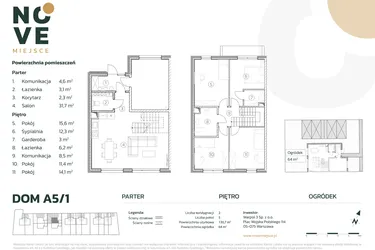 Rzut - Dom na sprzedaż 5 pokoi o powierzchni 128,1 m² - numer A5/1 w Nove Miejsce Kąty Węgierskie