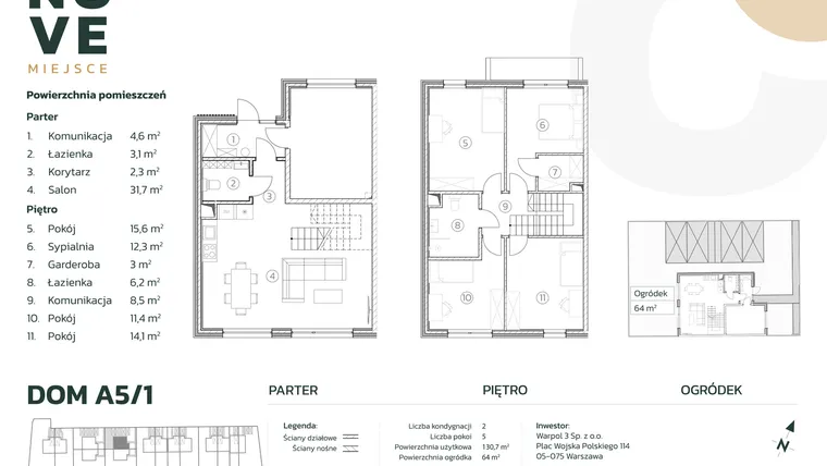 Rzut - Dom na sprzedaż 5 pokoi o powierzchni 128,1 m² - numer A5/1 w Nove Miejsce Kąty Węgierskie
