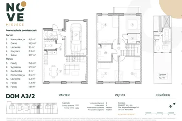 Rzut - Dom na sprzedaż 5 pokoi o powierzchni 131,12 m² - numer A3/2 w Nove Miejsce Kąty Węgierskie