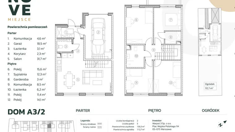 Rzut - Dom na sprzedaż 5 pokoi o powierzchni 131,12 m² - numer A3/2 w Nove Miejsce Kąty Węgierskie