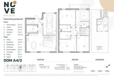 Rzut - Dom na sprzedaż 5 pokoi o powierzchni 144,3 m² - numer A4/2 w Nove Miejsce Kąty Węgierskie