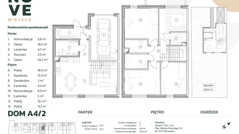 Rzut - Dom na sprzedaż 5 pokoi o powierzchni 144,3 m² - numer A4/2 w Nove Miejsce Kąty Węgierskie