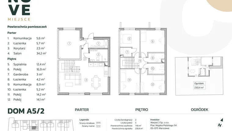 Rzut - Dom na sprzedaż 5 pokoi o powierzchni 142,3 m² - numer A5/2 w Nove Miejsce Kąty Węgierskie