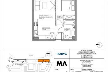 Rzut - Mieszkanie na sprzedaż 2 pokoje o powierzchni 39,1 m² - numer PPO/P/A/4/7 w Port Popowice bud. M i P