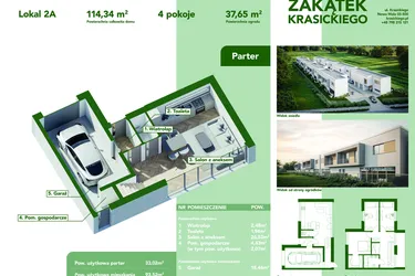 Rzut - Dom na sprzedaż 4 pokoje o powierzchni 114,34 m² - numer 2A w Zakątek Krasickiego