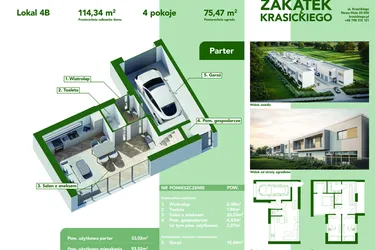 Rzut - Dom na sprzedaż 4 pokoje o powierzchni 114,34 m² - numer 4B w Zakątek Krasickiego