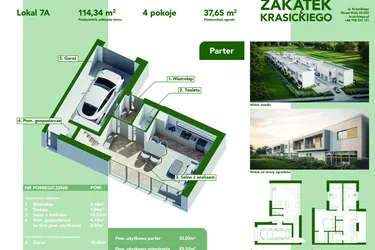 Rzut - Dom na sprzedaż 4 pokoje o powierzchni 114,34 m² - numer 7A w Zakątek Krasickiego
