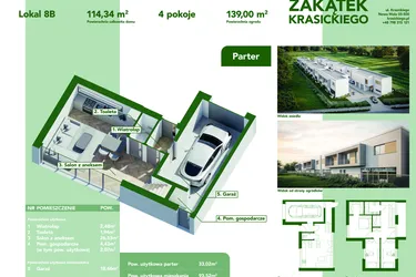 Rzut - Dom na sprzedaż 4 pokoje o powierzchni 114,34 m² - numer 8B w Zakątek Krasickiego