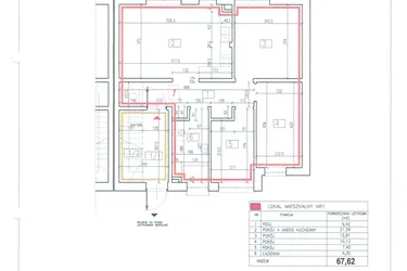 Rzut - Mieszkanie na sprzedaż 4 pokoje o powierzchni 67,62 m² - numer 36/1 w Diamentowe Zacisze