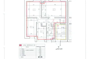 Rzut - Mieszkanie na sprzedaż 4 pokoje o powierzchni 67,7 m² - numer 36a/1 w Diamentowe Zacisze