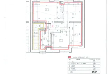 Rzut - Mieszkanie na sprzedaż 4 pokoje o powierzchni 67,67 m² - numer 36/2 w Diamentowe Zacisze