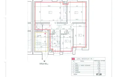 Rzut - Mieszkanie na sprzedaż 4 pokoje o powierzchni 67,5 m² - numer 36h/1 w Diamentowe Zacisze