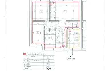 Rzut - Mieszkanie na sprzedaż 4 pokoje o powierzchni 67,69 m² - numer 36g/1 w Diamentowe Zacisze