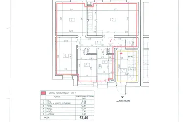 Rzut - Mieszkanie na sprzedaż 4 pokoje o powierzchni 67,49 m² - numer 36l/1 w Diamentowe Zacisze