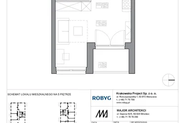 Rzut - Mieszkanie na sprzedaż 1 pokój o powierzchni 28,21 m² - numer KR5/C/5/2 w Apartamenty Krakowska etap V
