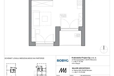 Rzut - Mieszkanie na sprzedaż 1 pokój o powierzchni 32,24 m² - numer KR5/C/0/5 w Apartamenty Krakowska etap V