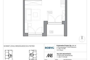 Rzut - Mieszkanie na sprzedaż 1 pokój o powierzchni 32,24 m² - numer KR5/C/2/5 w Apartamenty Krakowska etap V