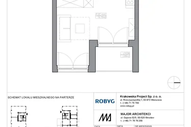 Rzut - Mieszkanie na sprzedaż 1 pokój o powierzchni 28,17 m² - numer KR5/C/0/2 w Apartamenty Krakowska etap V