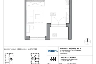 Rzut - Mieszkanie na sprzedaż 1 pokój o powierzchni 32,24 m² - numer KR5/C/5/5 w Apartamenty Krakowska etap V