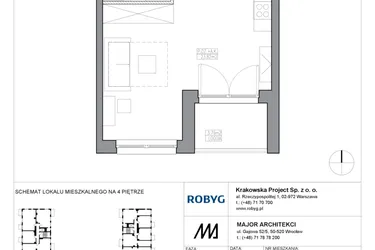 Rzut - Mieszkanie na sprzedaż 1 pokój o powierzchni 32,24 m² - numer KR5/C/4/5 w Apartamenty Krakowska etap V