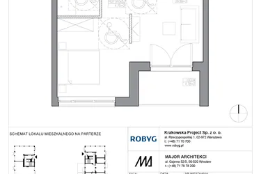 Rzut - Mieszkanie na sprzedaż 1 pokój o powierzchni 40,09 m² - numer KR5/C/0/4 w Apartamenty Krakowska etap V