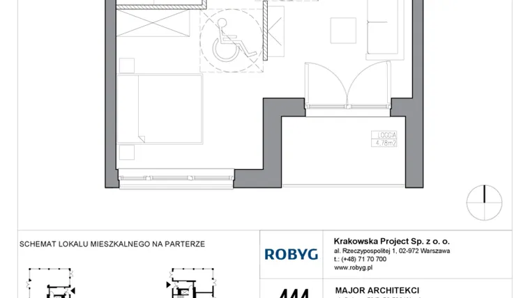 Rzut - Mieszkanie na sprzedaż 1 pokój o powierzchni 40,09 m² - numer KR5/C/0/4 w Apartamenty Krakowska etap V