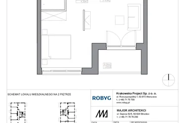 Rzut - Mieszkanie na sprzedaż 1 pokój o powierzchni 40,17 m² - numer KR5/C/2/4 w Apartamenty Krakowska etap V
