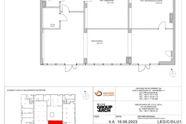 Rzut - Lokal użytkowy na sprzedaż 1 pokój o powierzchni 237,18 m² - numer LEG/C/0/LU1 w Legnicka Residence