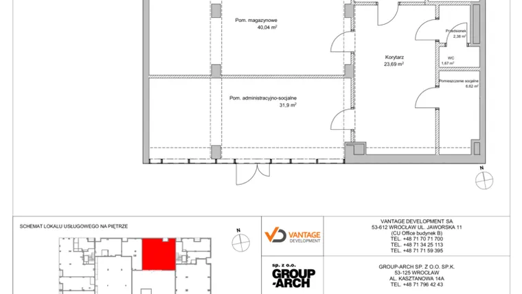 Rzut - Lokal użytkowy na sprzedaż 1 pokój o powierzchni 193,33 m² - numer LEG/B/0/LU1 w Legnicka Residence